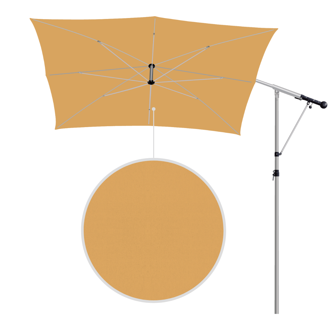 May Mezzo Sonnenschirm, Freiarmschirm, Ampelschirm - Farbe Sand | Stoffart Poly | Volant optional | verschiedene Größen - Efeuria, die Gartenhecken aus Efeu