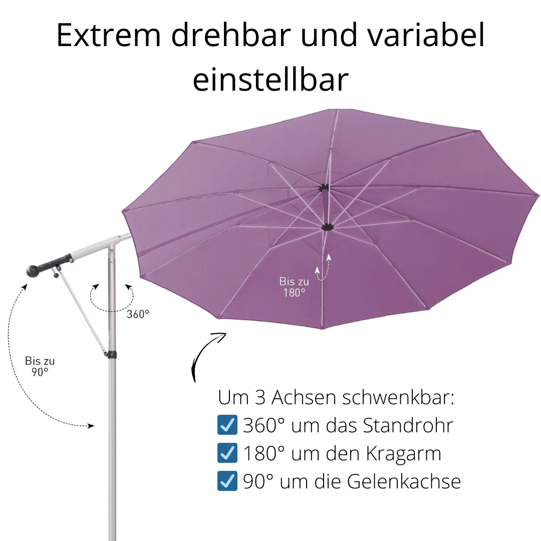 May Mezzo Sonnenschirm, Freiarmschirm, Ampelschirm - Farbe Weinrot | Stoffart Poly | Volant optional | verschiedene Größen - Efeuria, die Gartenhecken aus Efeu