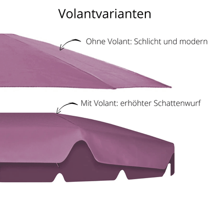 May Mezzo Sonnenschirm, Freiarmschirm, Ampelschirm - Farbe Weinrot | Stoffart Poly | Volant optional | verschiedene Größen - Efeuria, die Gartenhecken aus Efeu