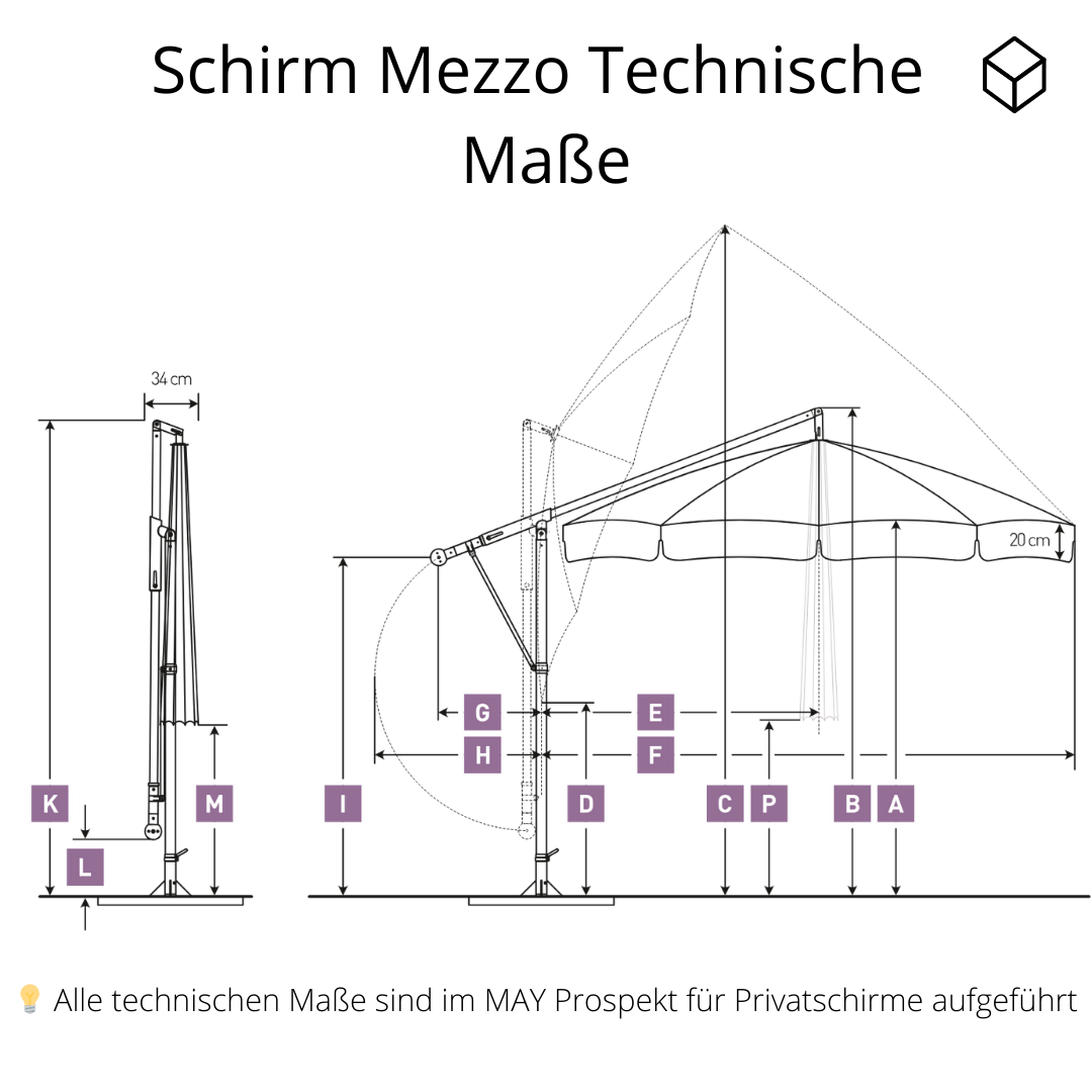 May Mezzo Sonnenschirm, Freiarmschirm, Ampelschirm - Farbe Weinrot | Stoffart Poly | Volant optional | verschiedene Größen - Efeuria, die Gartenhecken aus Efeu