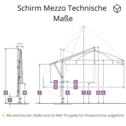 May Mezzo Sonnenschirm, Freiarmschirm, Ampelschirm - Farbe Weinrot | Stoffart Poly | Volant optional | verschiedene Größen - Efeuria, die Gartenhecken aus Efeu