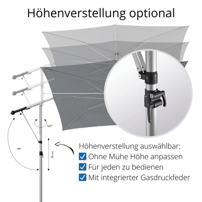 May Mezzo Sonnenschirm, Freiarmschirm, Ampelschirm - Farbe Weinrot | Stoffart Poly | Volant optional | verschiedene Größen - Efeuria, die Gartenhecken aus Efeu