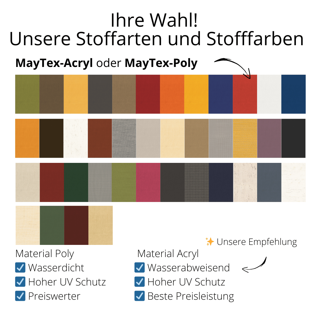 May Mezzo Sonnenschirm, Freiarmschirm, Ampelschirm - Farbe Weinrot | Stoffart Poly | Volant optional | verschiedene Größen - Efeuria, die Gartenhecken aus Efeu