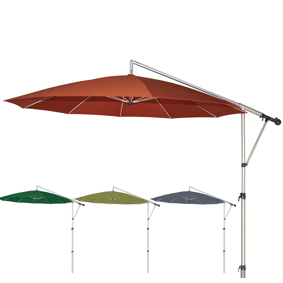 May Mezzo Sonnenschirm, Freiarmschirm, Ampelschirm - Rund | ∅ 330 cm | Stoffart Poly | Volant optional | viele Farben - Efeuria, die Gartenhecken aus Efeu