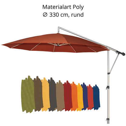 May Mezzo Sonnenschirm, Freiarmschirm, Ampelschirm - Rund | ∅ 330 cm | Stoffart Poly | Volant optional | viele Farben - Efeuria, die Gartenhecken aus Efeu